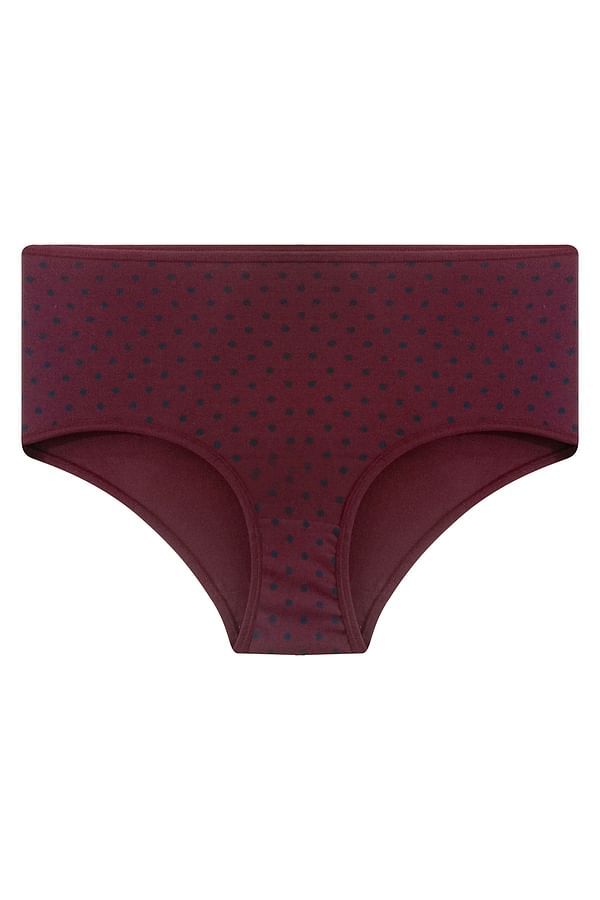 Buy High Waist Polka Dot Print Hipster Panty in Plum Colour - Cotton ...