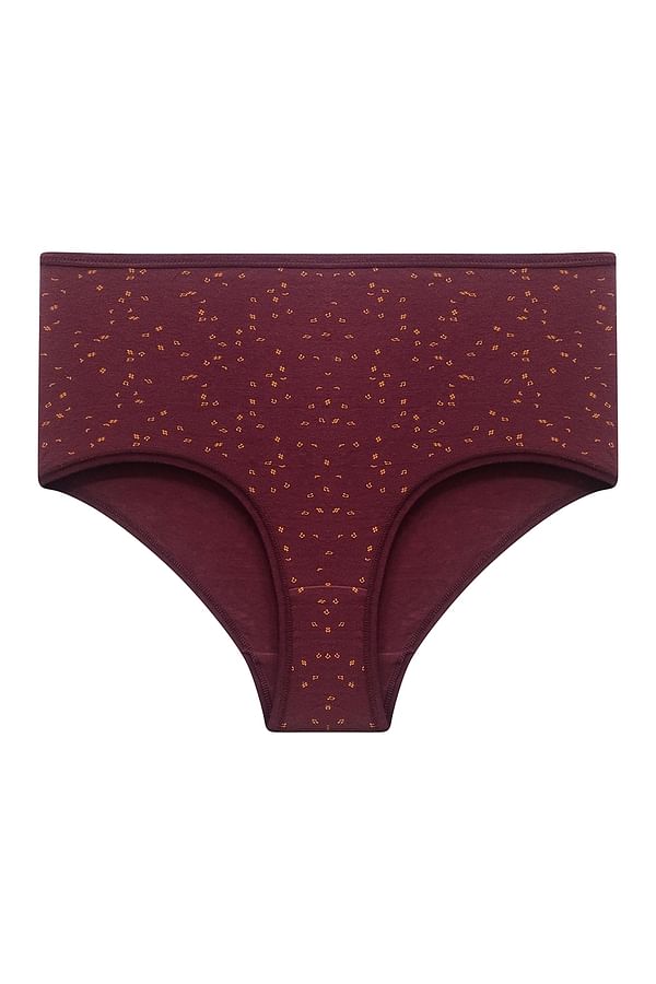 Buy High Waist Printed Hipster Panty in Maroon - Cotton Online India ...