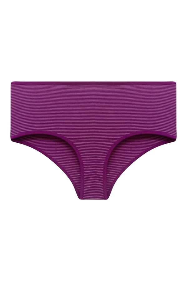 Buy High Waist Striped Hipster Panty in Purple Cotton Online India