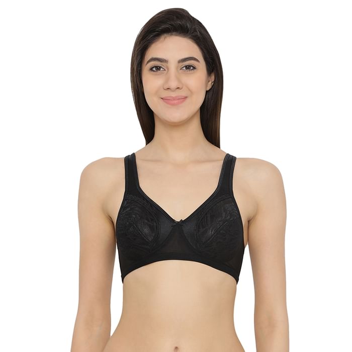 

Clovia Lace Non-Padded Non-Wired Full Figure Bra In Black - BR1768R13