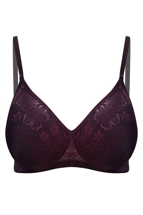 Buy Lace Padded Non Wired Full Coverage Bra In Purple Online India 