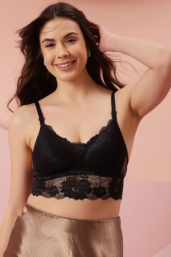 Buy Clovia Padded Underwired Full Cup Strapless & Backless Longline  Bralette In Black - Lace Online