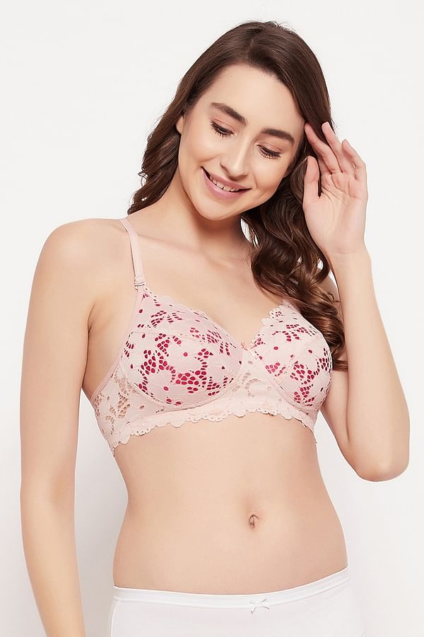 Buy Lace Padded Non Wired Full Coverage Multiway Bridal Bra In Pink Online India Best Prices 