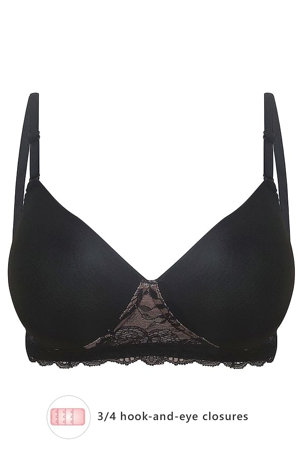 Buy Lace Padded Non-Wired Multiway T-shirt Bra In Black Online India ...