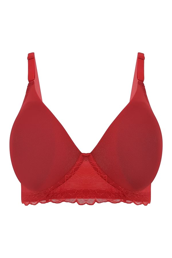 Buy Lace Padded Non-Wired Racerback T-Shirt Bra In Red Online India ...