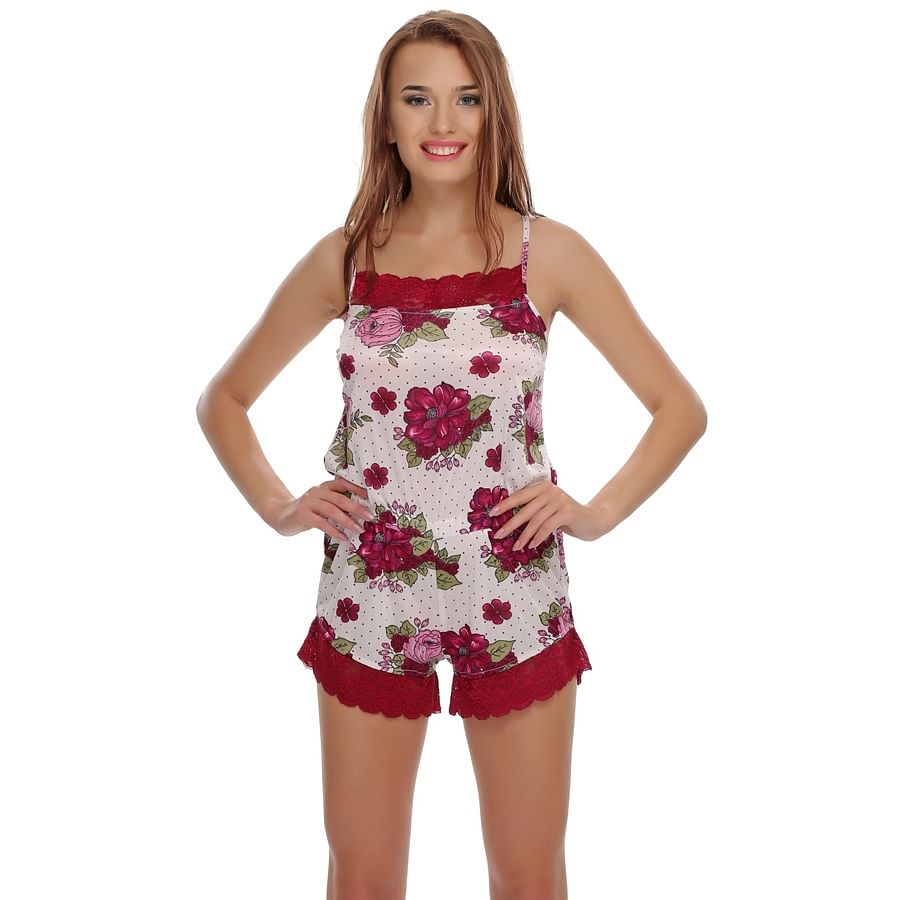Buy Lacy Floral Jumpsuit In Maroon Online India, Best Prices, COD ...