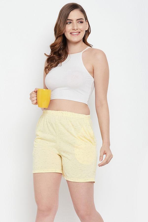 Buy Chic Basic Shorts in Yellow Melange - Cotton Online India, Best ...