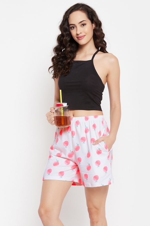 Buy Fruit Print Shorts in White - 100% Cotton Online India, Best Prices ...