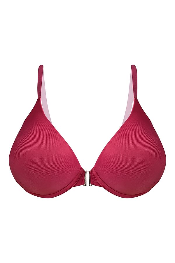 Buy Level 1 Push Up Padded Underwired Demi Cup Front Open Plunge Bra In Magenta Online India 1756