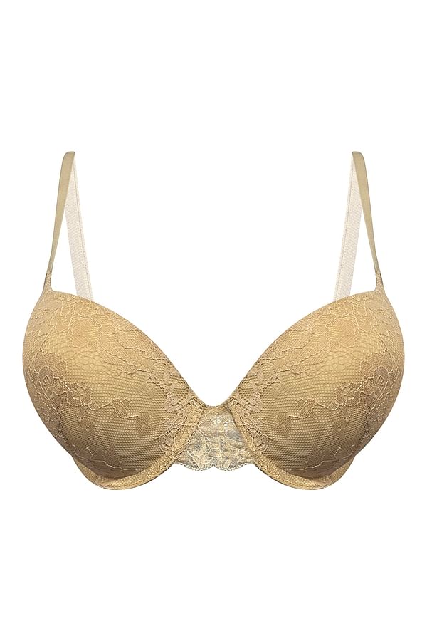 Buy Level 3 Push Up Padded Underwired Demi Cup Bra In Cream Colour Lace Online India Best 1863