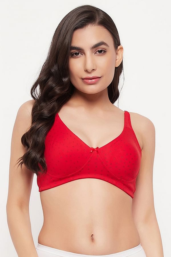 Buy Lightly Padded Non Wired Full Cup Printed T Shirt Bra In Red Cotton Rich Online India 8585