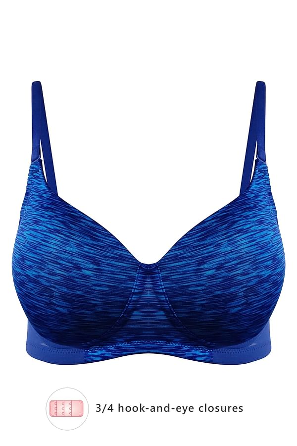 Buy Lightly Padded Non Wired Full Coverage Printed Multiway T Shirt Bra In Navy Blue Online 