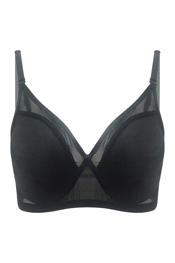 Buy Non-Padded Non-Wired Spacer Cup T-shirt Bra in Black Online India ...