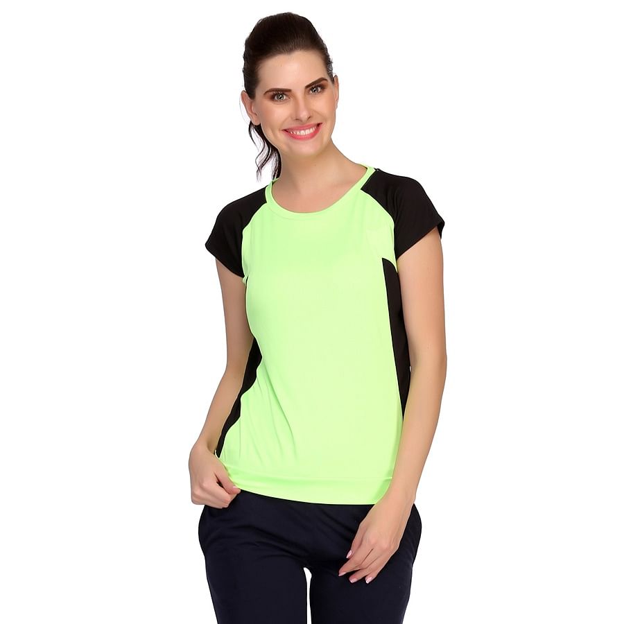 Buy Lightweight Polyester Blended Sports T-Shirt in Light Green and ...