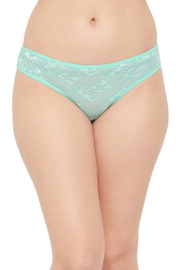 Buy Low Waist Bikini Panty in Turquoise Green Lace Online India, Best