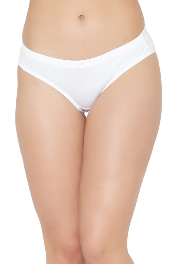 Buy Low Waist Bikini Panty in White with Inner Elastic Cotton Online
