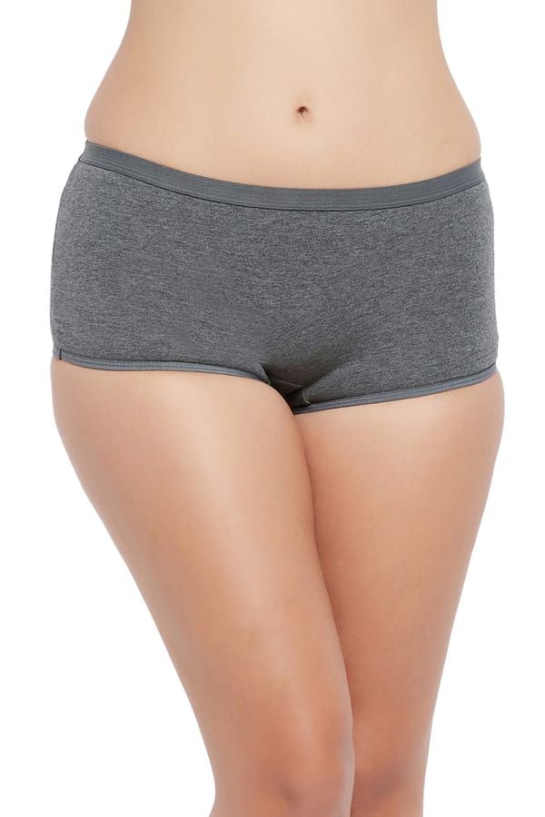Buy Low Waist Boyshorts in Dark Grey Melange Cotton Online India