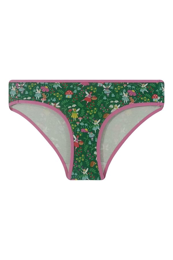 Buy Low Waist Fairyland Print Bikini Panty in Dark Green - Cotton ...