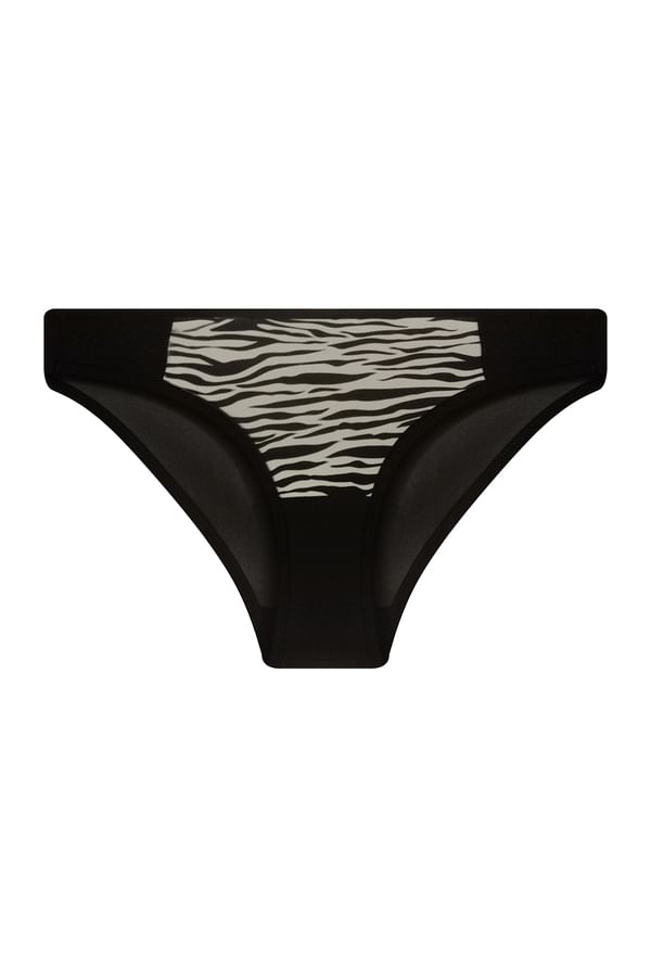 Buy Low Waist Zebra Print Bikini Panty in Black Online India, Best