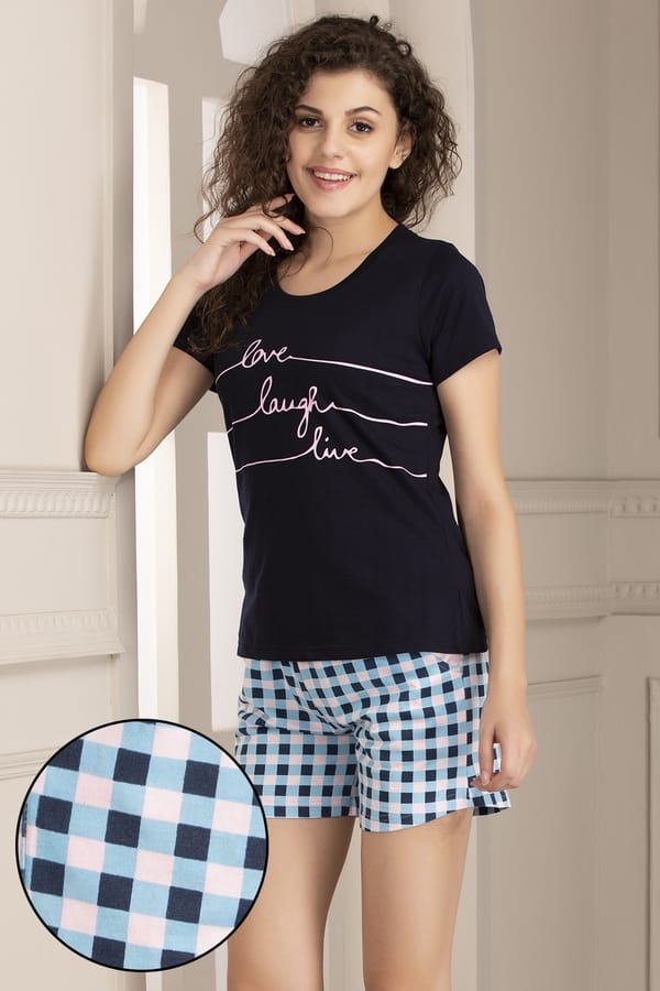 Checkered Tee And Shorts Set