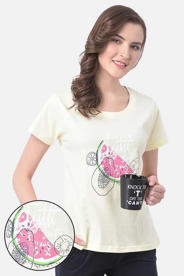 Buy Text Print Top in Yellow- 100% Cotton Online India, Best Prices ...
