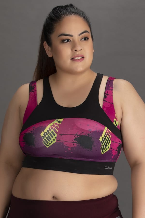 Abstract ornaments polyester sport bra