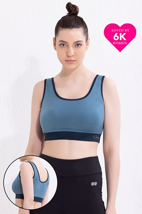 Buy Clovia Women's Medium Impact Padded Racerback Sports Bra with Removable  Cups (BR2084K08_Blue_L) at