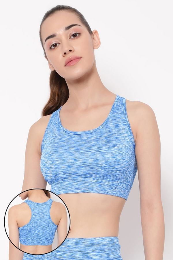 Buy Medium Impact Padded Racerback Active Sports Bra in Baby Blue
