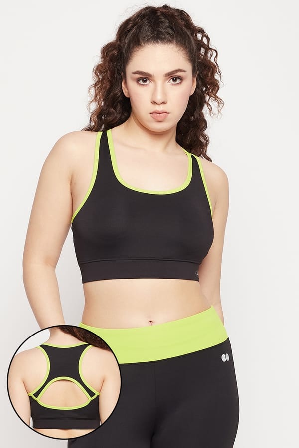 Buy Medium Impact Padded Racerback Sports Bra in Black Online India