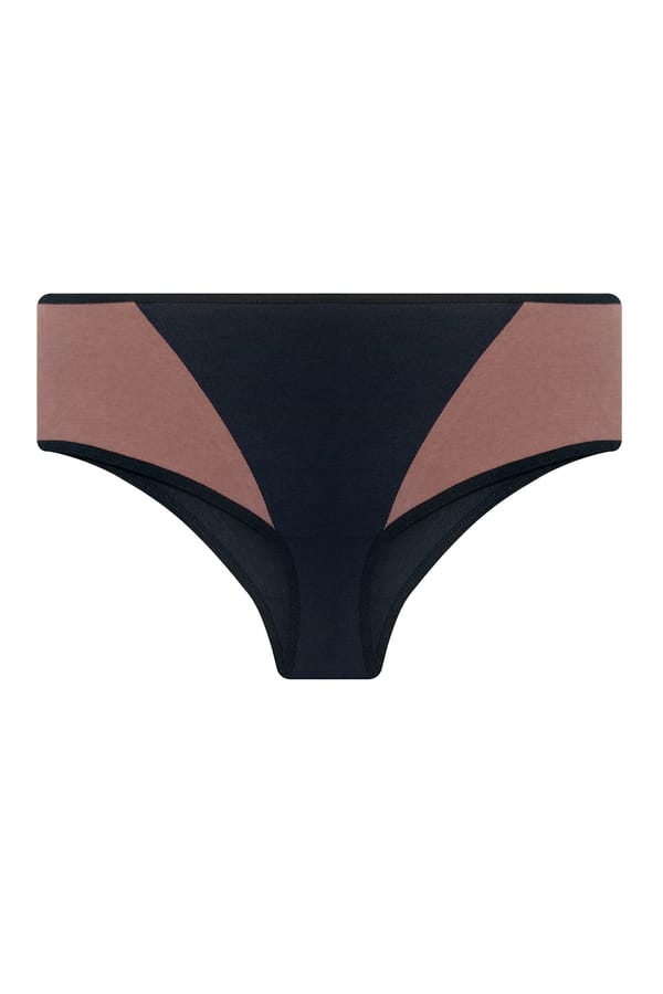 Buy Mid Waist Colour Block Hipster Panty in Black Cotton Online India