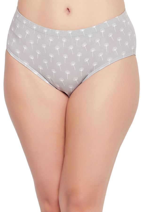 Buy Mid Waist Floral Print Hipster Panty In Grey With Inner Elastic Cotton Online India Best 3577