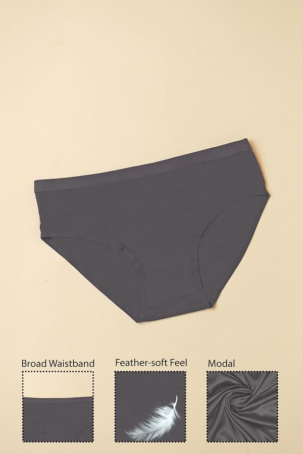 Buy Mid Waist Hipster Panty in Grey - Modal Online India, Best Prices ...