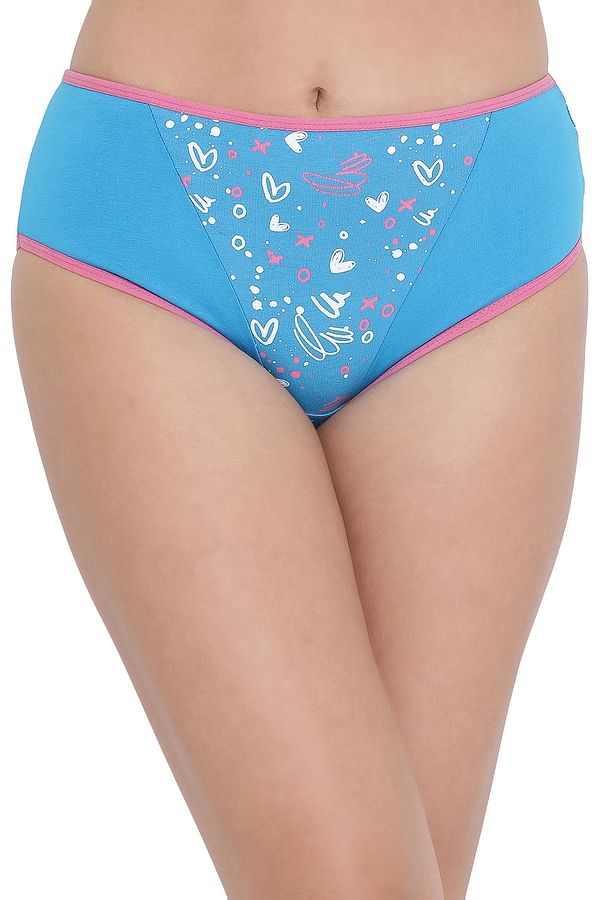 Buy Mid Waist Printed Hipster Panty in Blue with Inner Elastic - Cotton  Online India, Best Prices, COD - Clovia - PN3514B08