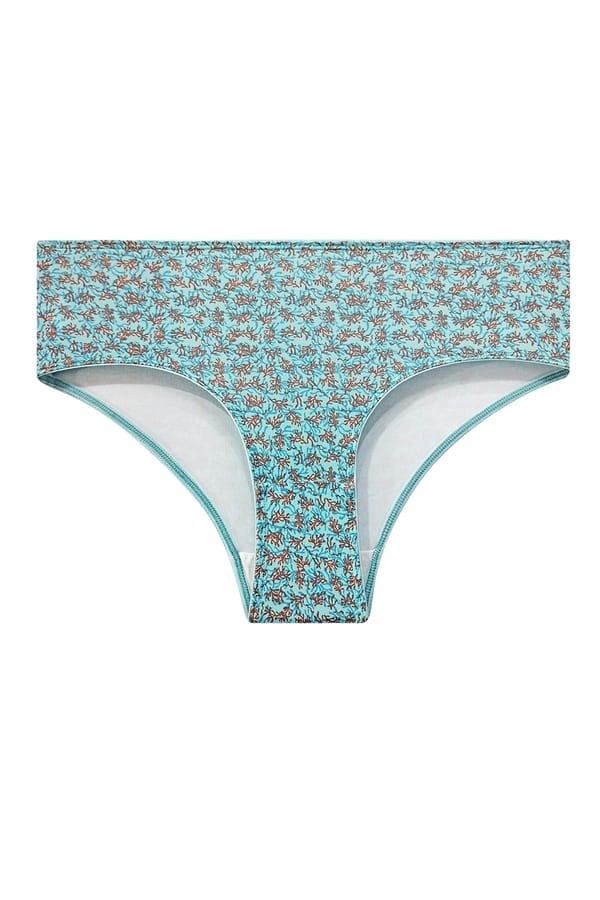 Buy Mid Waist Printed Hipster Panty in Turquoise Blue Online India