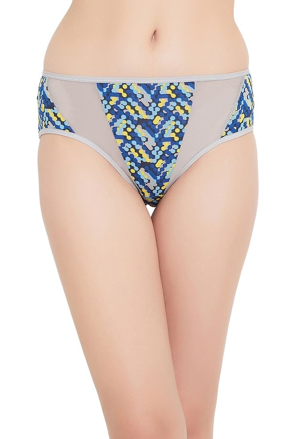 Buy Mid Waist Printed Hipster Panty In Multicolour With Mesh Inserts Cotton Online India Best 2210