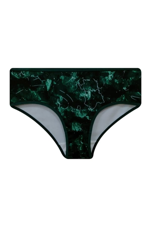 Buy Mid Waist Marble Print Hipster Panty in Dark Green Online India