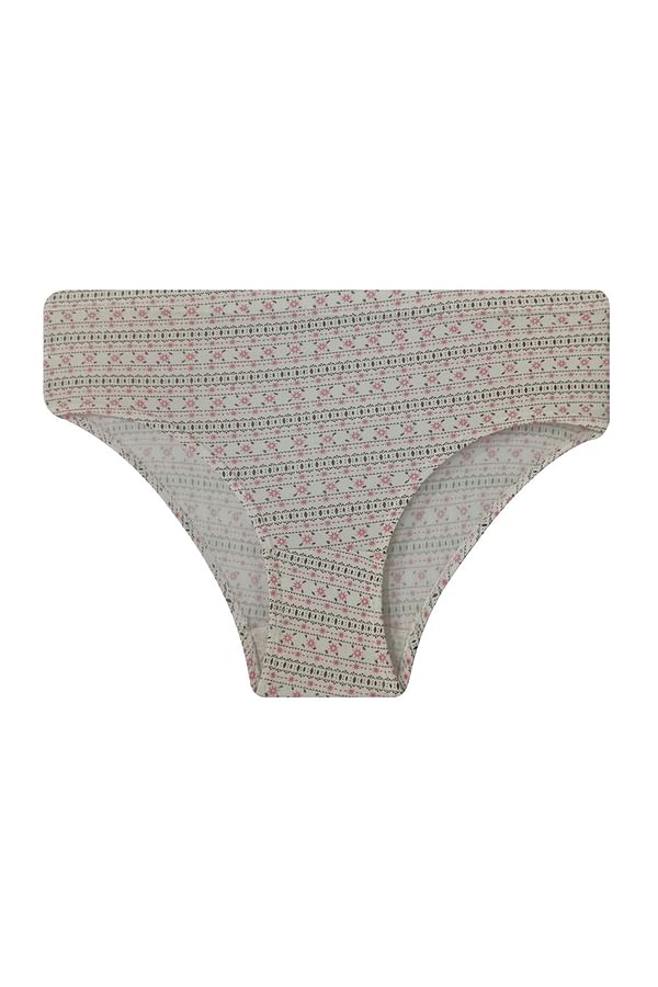 Buy Mid Waist Printed Hipster Panty in White with Inner Elastic