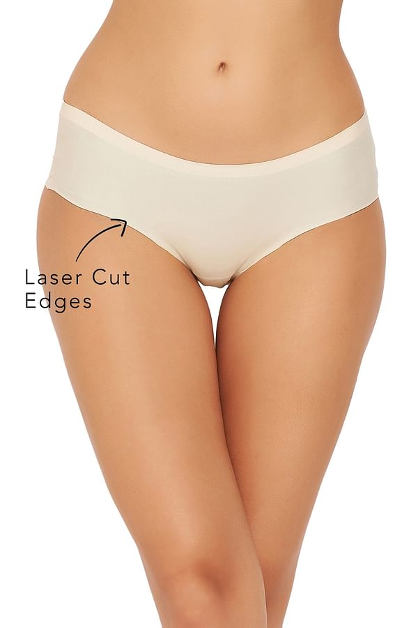 Buy Mid Waist Seamless Laser Cut Hipster Panty in Nude Colour