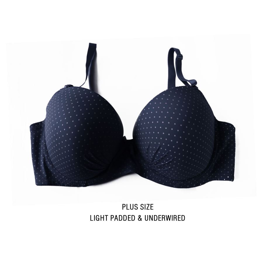 Buy Navy Lightly Padded Plus Size Bra With Detachable Straps Online