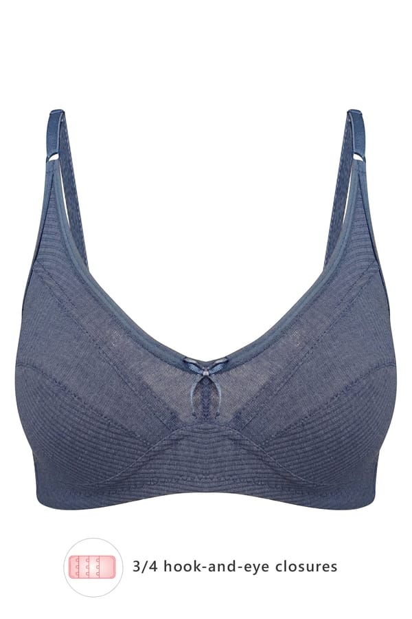Buy NonPadded NonWired Full Coverage Bra in Blue Cotton Rich Online