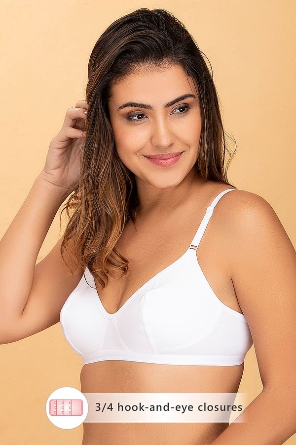 Buy Non-Padded Non-Wired Figure Bra in White - 100% Cotton Online India,  Best Prices, COD - Clovia - BR1902P18