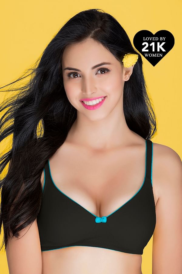 Buy Non Padded Non Wired Demi Cup T Shirt Bra In Black Cotton Online India Best Prices Cod 