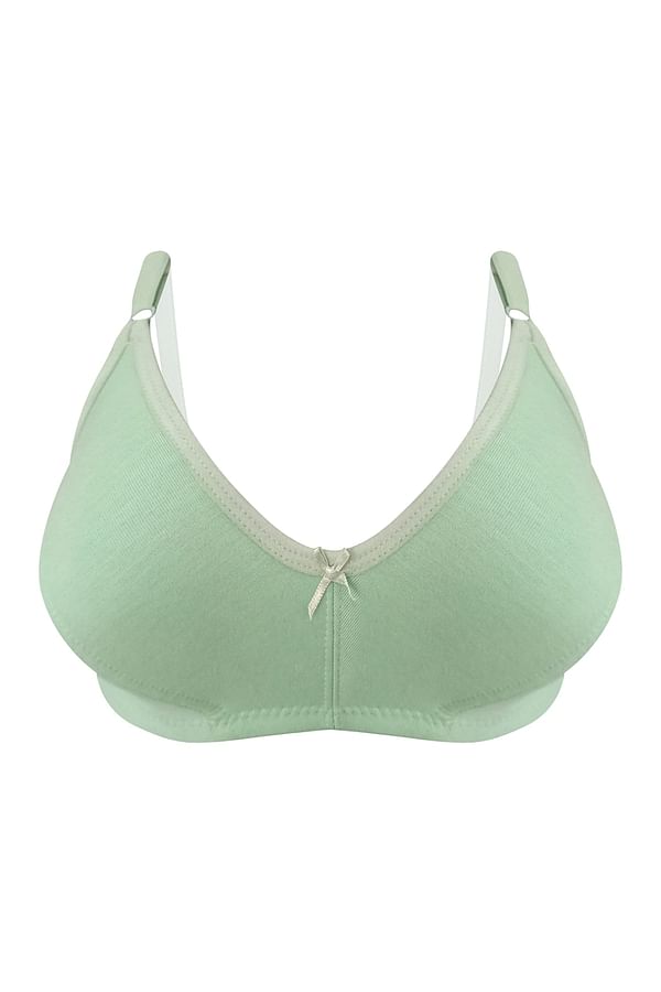 Buy Non-Padded Non-Wired Demi Cup Plunge Bra in Mint Green - Cotton ...