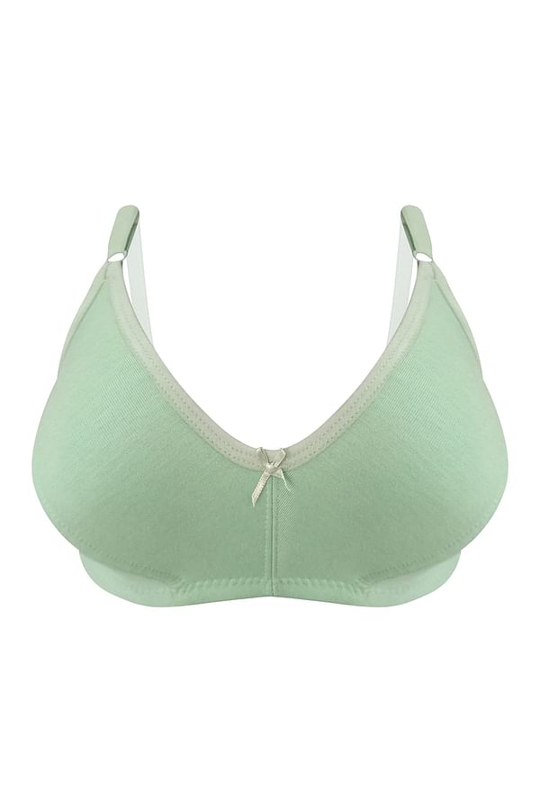 Buy Non Padded Non Wired Demi Cup Plunge Bra In Mint Green Cotton Online India Best Prices 