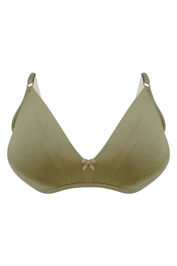 buy-non-padded-non-wired-demi-cup-plunge-bra-in-olive-green-cotton