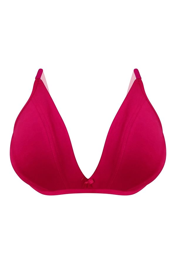 buy-non-padded-non-wired-demi-cup-plunge-bra-in-red-cotton-online