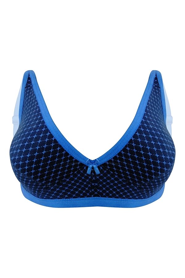 Buy Non Padded Non Wired Demi Cup Printed Bra In Navy Cotton Online India Best Prices Cod 4997