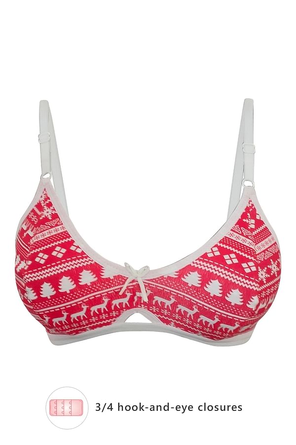 Buy Non Padded Non Wired Demi Cup Printed Bra In Red Cotton Rich Online India Best Prices Cod 