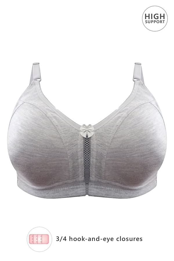 Buy Non-Padded Non-Wired Full Coverage Spacer Cup Bra in Light Grey ...