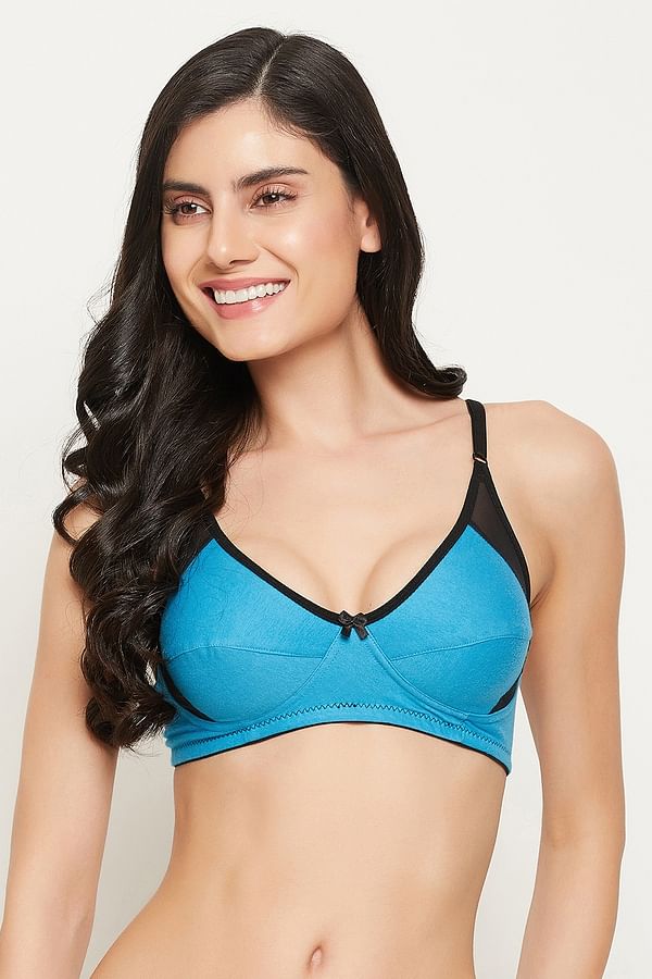 Buy Non-Padded Non-Wired Full Cup Bra in Cobalt Blue - Cotton Online India,  Best Prices, COD - Clovia - BR1780B03